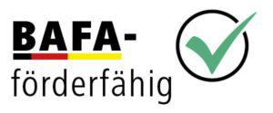 BAFA-Förderkennzeichnung mit grünem Häkchen